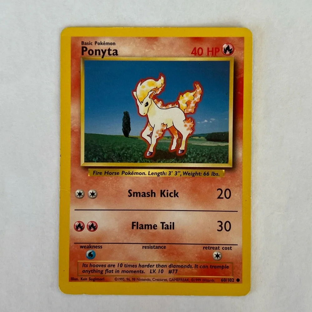 Vintage Pokemon Ponyta Playing Card